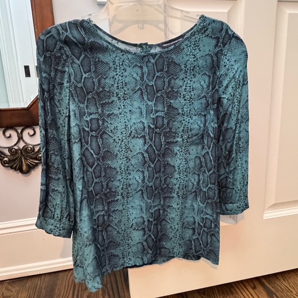 French Connection Teal Snake Print Blouse - Picture 1 of 9